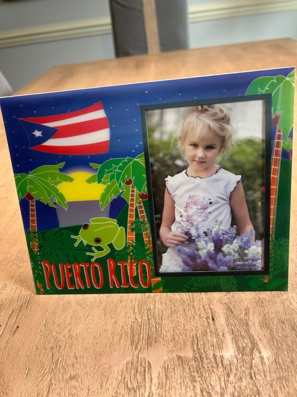 Puerto Rico Kids Picture Frame - Colorful Green & Blue Souvenir
